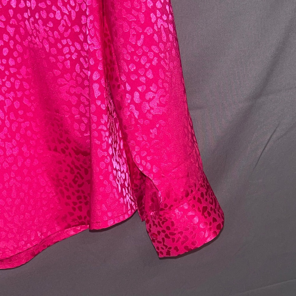 Candies Women Pink Leopard Animal Print Button Down Shirt Top Size 1X Valentine - Picture 4 of 7